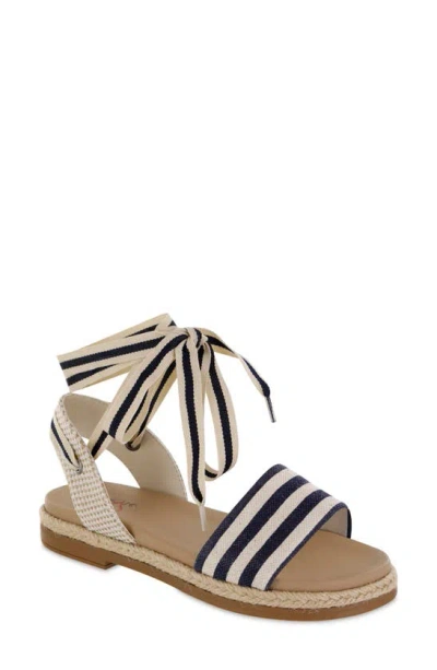 Mia Amore Kenny Ankle Tie Sandal In Navy/ Natural