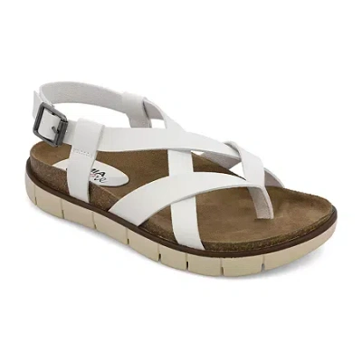 Mia Amore Womens Elain Adjustable Strap Flat Sandals In White