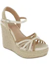Mia Anjalli Womens Faux Leather Round Toe Wedge Sandals In Multi