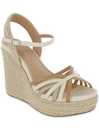 Mia Anjalli Womens Faux Leather Round Toe Wedge Sandals In Multi