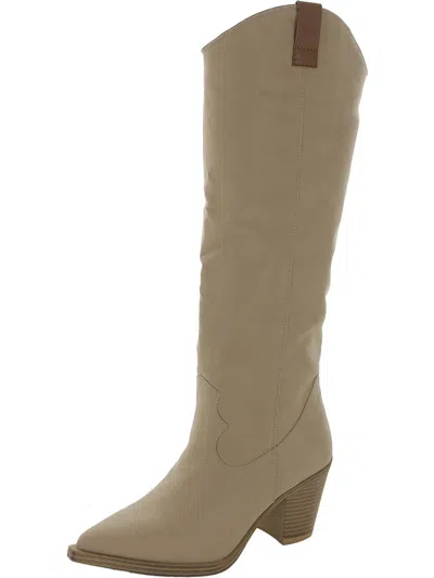 Mia Archer Sc Brubna Womens Faux Leather Tall Knee-high Boots In Beige