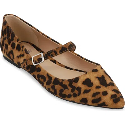 Mia Aviba Mary Jane Pointed Toe Flat In Animal Print
