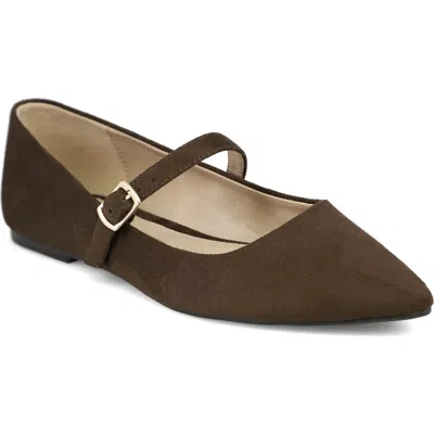 Mia Aviba Mary Jane Pointed Toe Flat In Brown