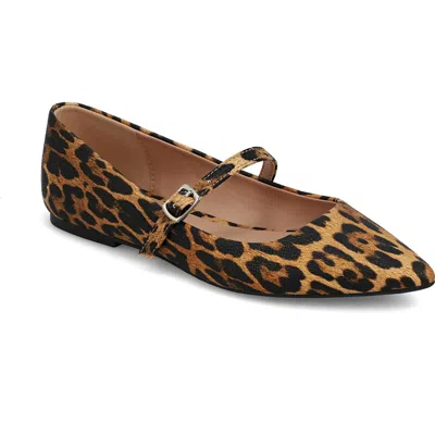 Mia Aviba Mary Jane Pointed Toe Flat In Leopard
