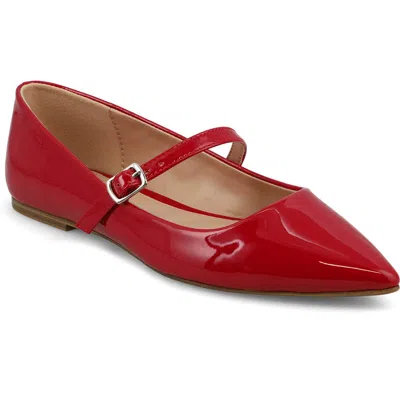 Mia Aviba Mary Jane Pointed Toe Flat In Red