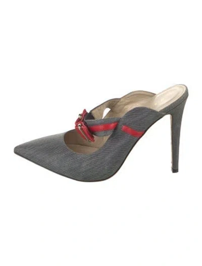 Pre-owned Mia Becar Denim Mules In Multicolor