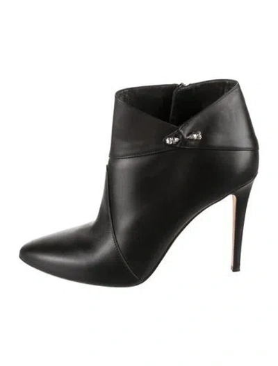 Pre-owned Mia Becar Leather Crystal Embellishments Boots In Black