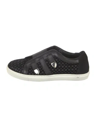 Pre-owned Mia Becar Leather Graphic Print Sneakers In Black