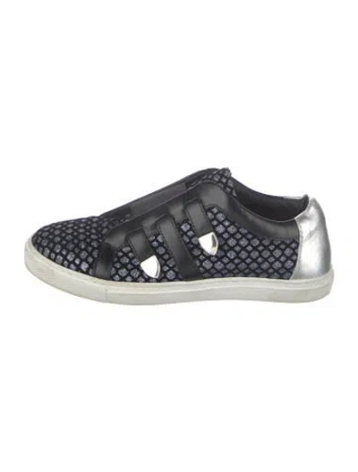 Pre-owned Mia Becar Leather Printed Sneakers In Black