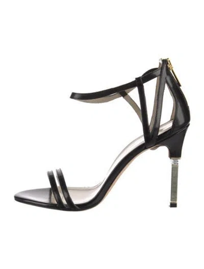Pre-owned Mia Becar Leather Sandals In Black