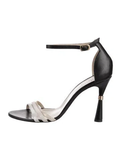 Pre-owned Mia Becar Leather Sandals In Black