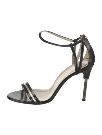 Pre-owned Mia Becar Leather Sandals In Black