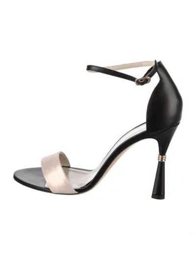 Pre-owned Mia Becar Leather Sandals In Black