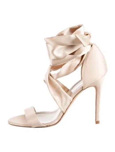 Pre-owned Mia Becar Satin Sandals In Neutrals