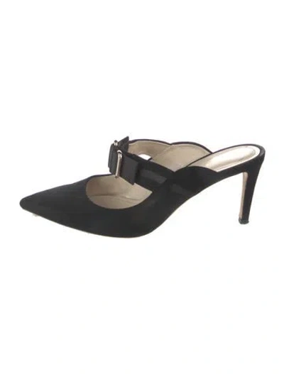 Pre-owned Mia Becar Suede Mules In Black