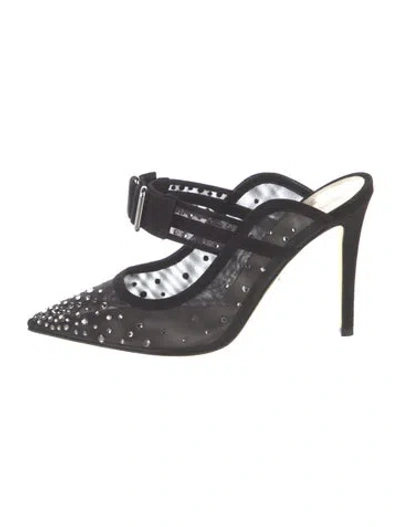 Pre-owned Mia Becar Suede Polka Dot Print Mules In Black