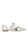 Mia Becar Woman Ballet Flats Platinum Size 5 Calfskin, Textile Fibers In Grey