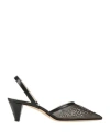 Mia Becar Woman Pumps Black Size 6 Soft Leather, Textile Fibers In Black