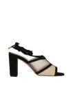 Mia Becar Woman Sandals Black Size 8 Leather, Textile Fibers In Black