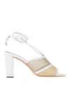 Mia Becar Woman Sandals White Size 8 Leather, Textile Fibers In White