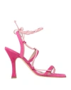 Mia Becar Woman Toe Strap Sandals Fuchsia Size 6 Soft Leather In Pink
