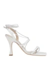 Mia Becar Woman Toe Strap Sandals White Size 6 Soft Leather In White
