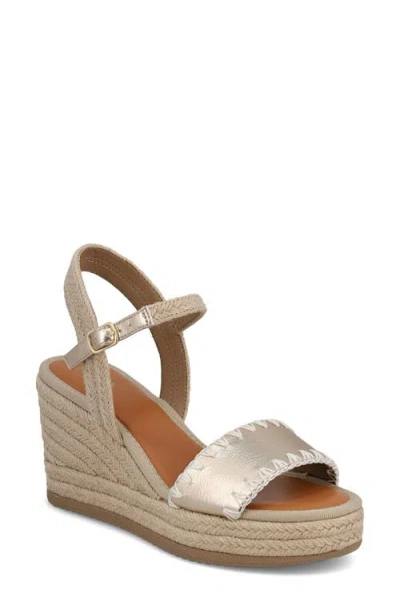 Mia Becky Ankle Strap Espadrille Platform Wedge Sandal In Natural,gold