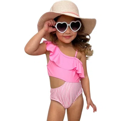 Mia Belle Girls Kids'  Blush And Splash Pink Ruffle One-piece Swimsuit
