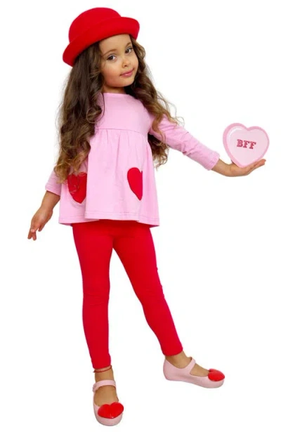 Mia Belle Girls Kids'  Cupid's Favorite Top And Legging Set In Pink