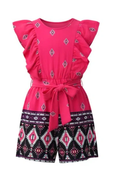 Mia Belle Girls Kids'  Desert Rose Ruffle Romper In Pink