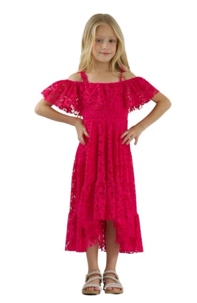 Mia Belle Girls Kids'  Girls Berry Beautiful Lace High Low Dress In Pink