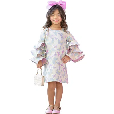 Mia Belle Girls Kids'  Girls Bloom  Floral Ruffle Sleeve Dress In Ivory