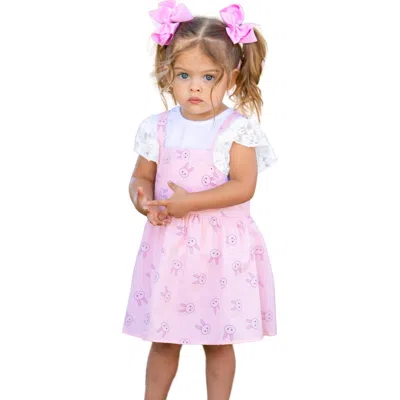 Mia Belle Girls Kids'  Girls Bunny Hop Lace Overall Dress Set In Pink
