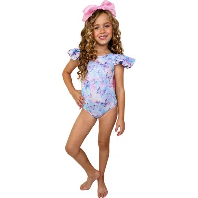 Mia Belle Girls Kids'  Girls Butterfly Dreams Flutter Sleeve One Piece Swimsuit In Purple