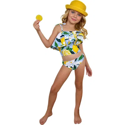 Mia Belle Girls Kids'  Girls Citrus Splash Lemon Print Two-piece Swimsuit In Multicolor