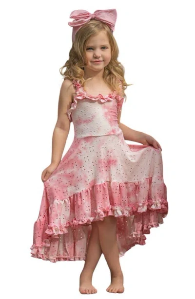 Mia Belle Girls Kids'  Girls Cool-girl Summer Tie-dye Hi-lo Ruffle Dress In Pink