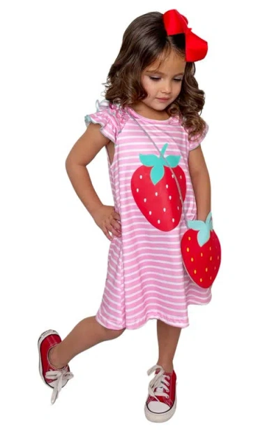 Mia Belle Girls Kids'  Girls Couture Cutie Strawberry Dress And Purse Set In Pink