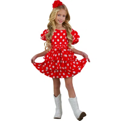 Mia Belle Girls Kids'  Girls Darling Polka Dot Ruffle Dress In Red