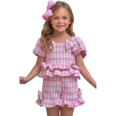 Mia Belle Girls Kids'  Girls Feast In Fashion Pink Gingham Top And Short Set