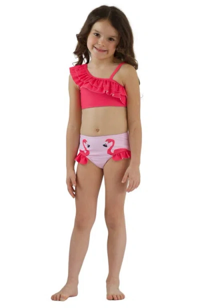 Mia Belle Girls Kids'  Girls Flamingo Fun One-shoulder Two-piece Swimsuit In Pink