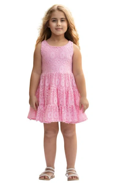 Mia Belle Girls Kids'  Girls  Floral Lace Tiered Ruffle Dress In Pink
