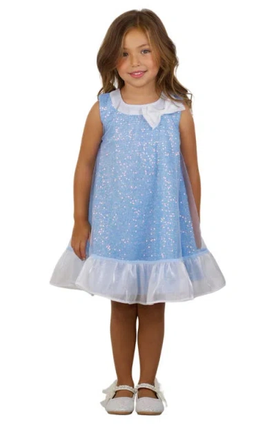 Mia Belle Girls Kids'  Girls Glittery  Bow Sequin Ruffle Dress In Blue