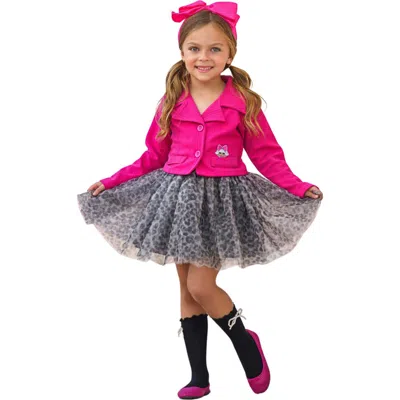 Mia Belle Girls Kids'  Girls L.o.l. Surprise! Diva Tweed Blazer And Leopard Tutu Skirt Set In Fuchsia