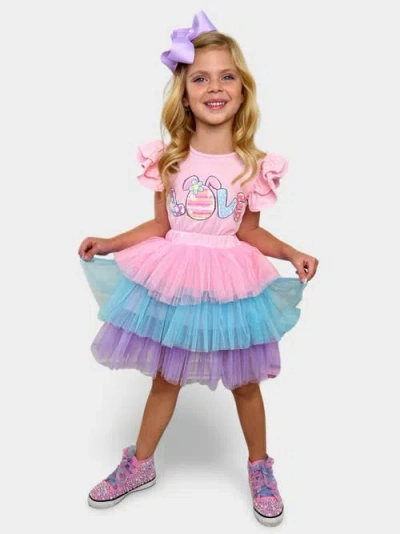 Mia Belle Girls Kids'  Girls Love Easter Egg Top And Tutu Skirt Set In Pink