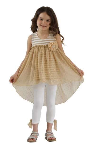 Mia Belle Girls Kids'  Girls Seaside Sunset Bow Legging Set In Beige