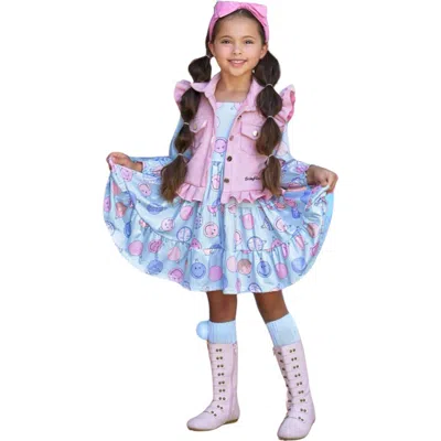 Mia Belle Girls Kids'  Girls Smileyworld Feeling Festive Faux Suede Vest And Dress Set In Multicolor