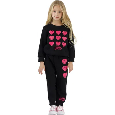 Mia Belle Girls Kids'  Girls Smileyworld Love Struck Sweatshirt & Jogger Set In Black