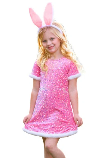 Mia Belle Girls Kids'  Girls Sparkle & Hop Sequined Fur Easter Dress In Pink