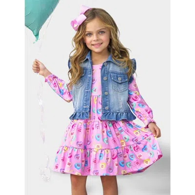 Mia Belle Girls Kids'  Girls Sweethearts Conversational Hearts Vest And Dress Set In Pink
