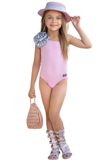 Mia Belle Girls Kids'  L.o.l. Surprise! Kitty Queen One Shoulder Swimsuit In Pink
